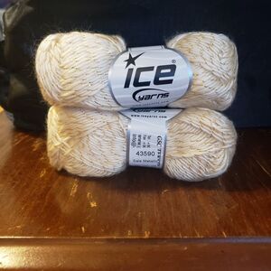 NEW ICE YARN 2 skein Metallic yarn color Lurex Cream Gold @50 G